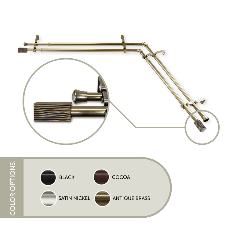 Domovina Wood 13/16" Corner Window Double Curtain Rod image - 1