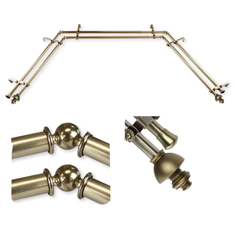 Domovina Empire 13/16" Bay Window Double Curtain Rod image - 1
