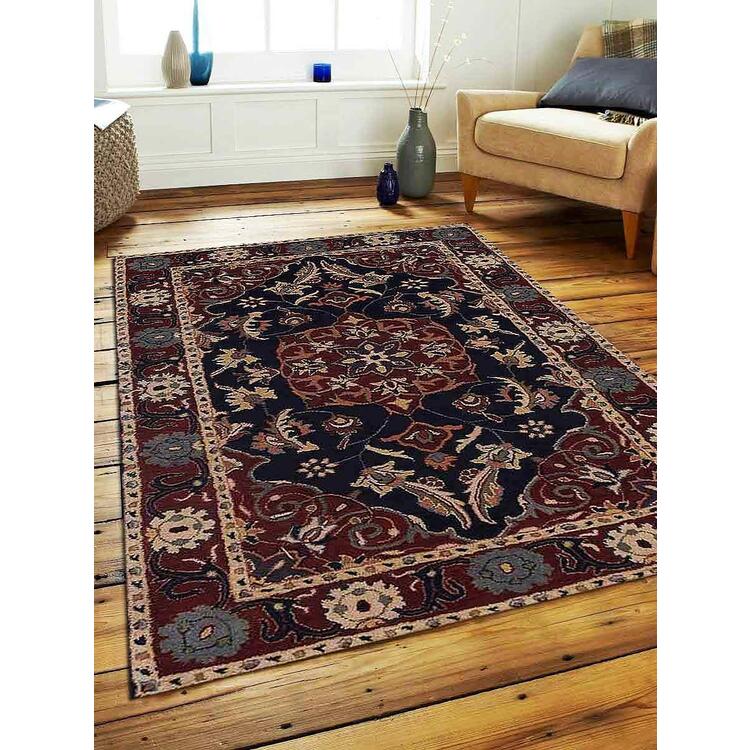 Rugsotic Carpets Hand Tufted Wool 4'x6' Area Rug Oriental Blue Red OJK00642 image - 1