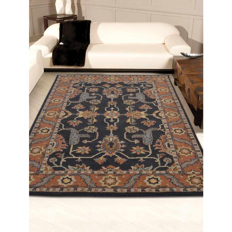 Rugsotic Carpets Hand Tufted Wool 6'x9' Area Rug Oriental Charcoal Rust OJK00649 image - 1