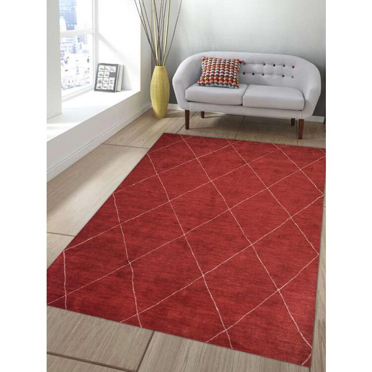 Rugsotic Carpets Hand Knotted Gabbeh Silk 8'x10' Area Rug Contemporary Dark Red OJLS0602 image - 1