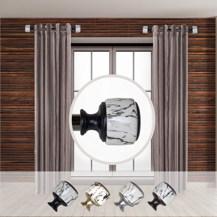 1 - Inch Telescoping Curtain Rod Set (12 - 20 Adjustable) Black - Rod Desyne image - 1