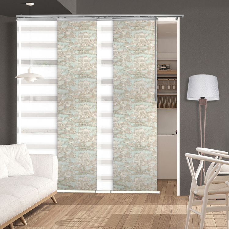 Domovina 4 Panel Track Vertical Blinds, Adjustable 48-88"W x 91.4"H - Kindal/Henna image - 1