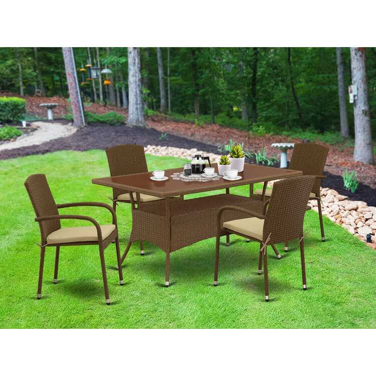 Wicker Dining Set with Armchairs