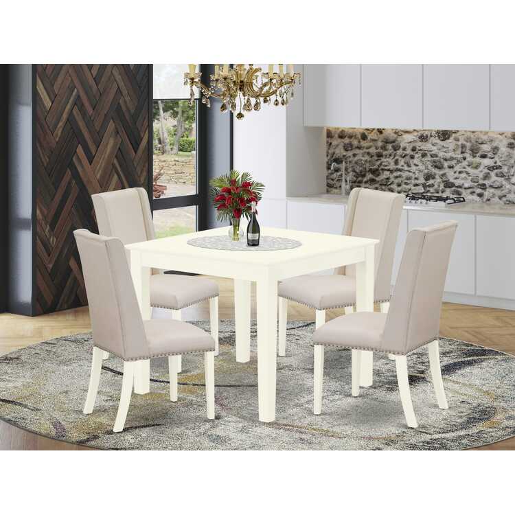 Solid Wood 5-Piece Dinette Set - Linen White Finish image - 1