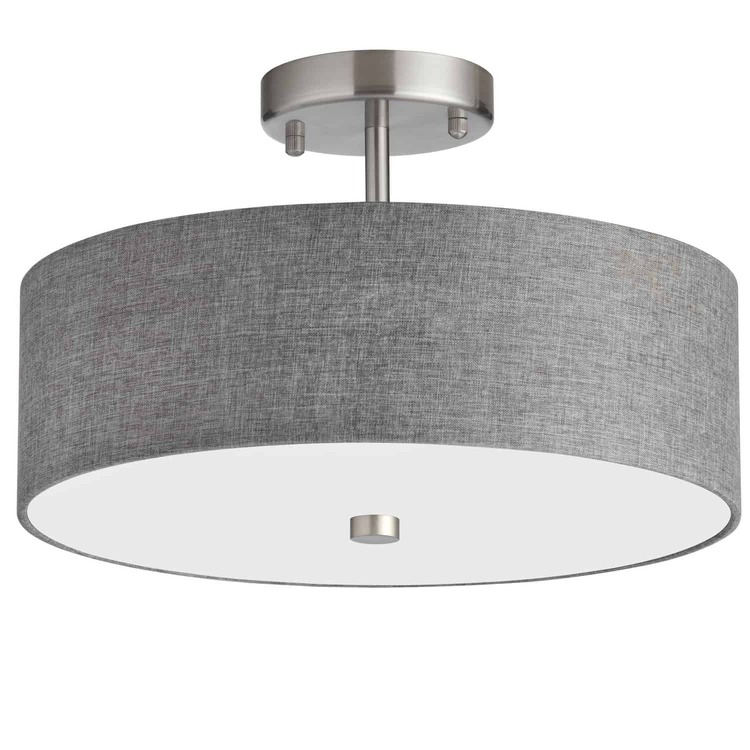 Grey Fabric Semi - Flush Mount Ceiling Light 3 Bulb E26 60W Dimmable - Dainolite image - 1