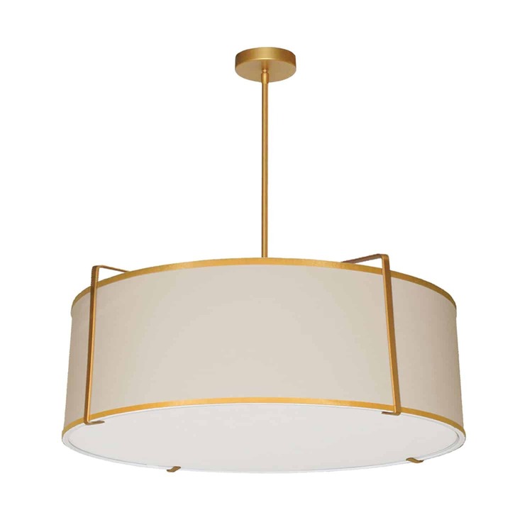 Dainolite 4LT Drum Pendant GLD/CRM Shade w/ 790 Diff image - 1