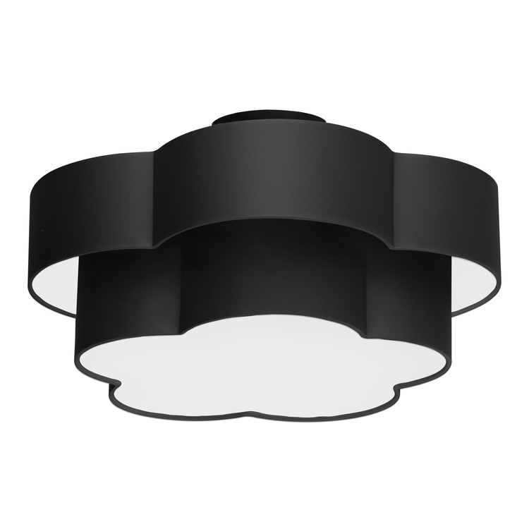 Dainolite 3LT Incandescent Flush Mount, MB w/ Black Shade image - 1