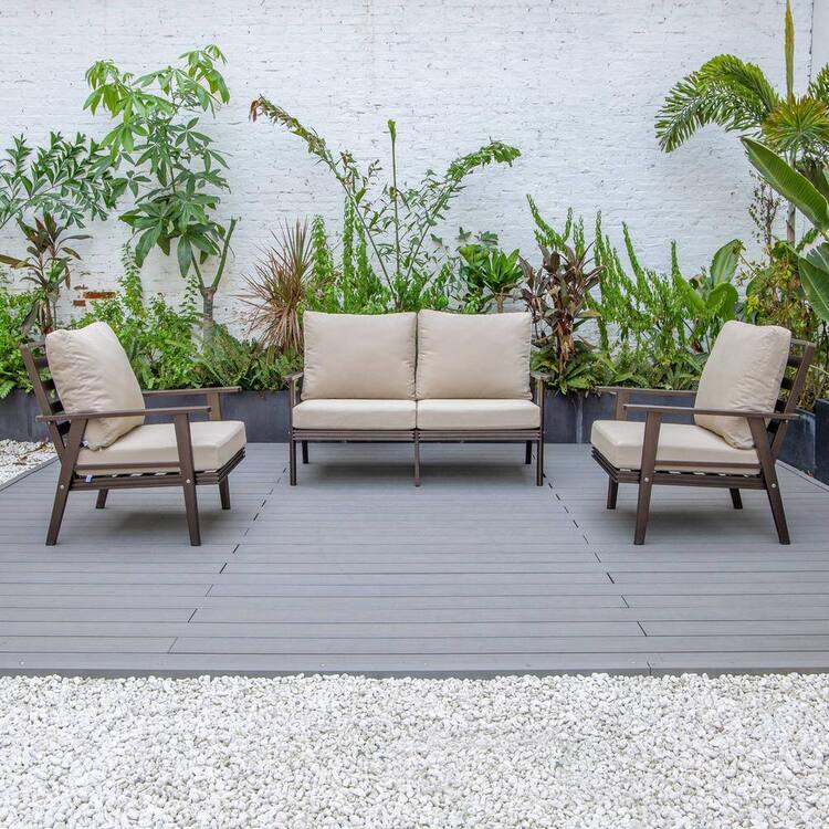 LeisureMod Walbrooke 3-Piece Aluminum Patio Set