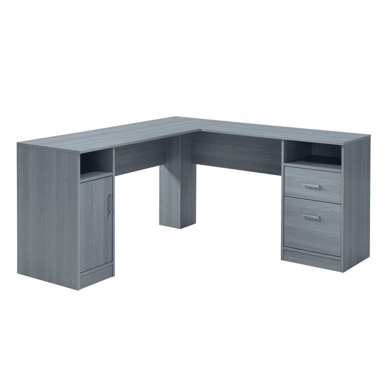 Techni Mobili Functional L-Shaped Desk with Storage, Grey image - 1