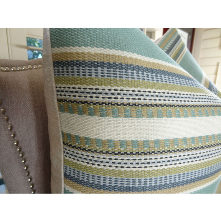 Plutus Chic Stripe Aloe Handmade Throw Pillow image - 1