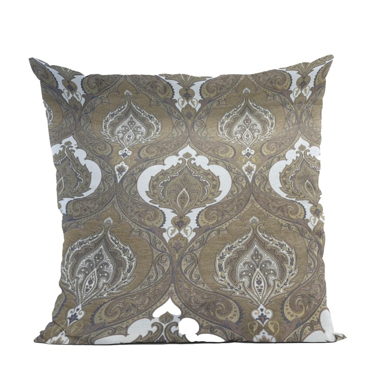 Plutus Brands Brown Beige Noble Curves Paisley Luxury Throw Pillow image - 1