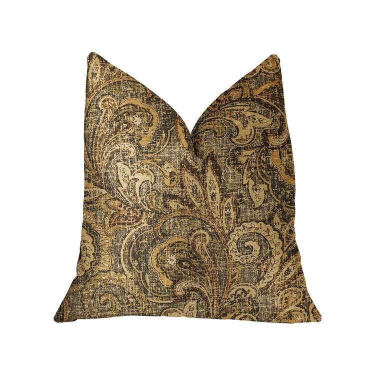 Luxury Double Sided Brown Damask Throw Pillow Handmade in USA image - 1