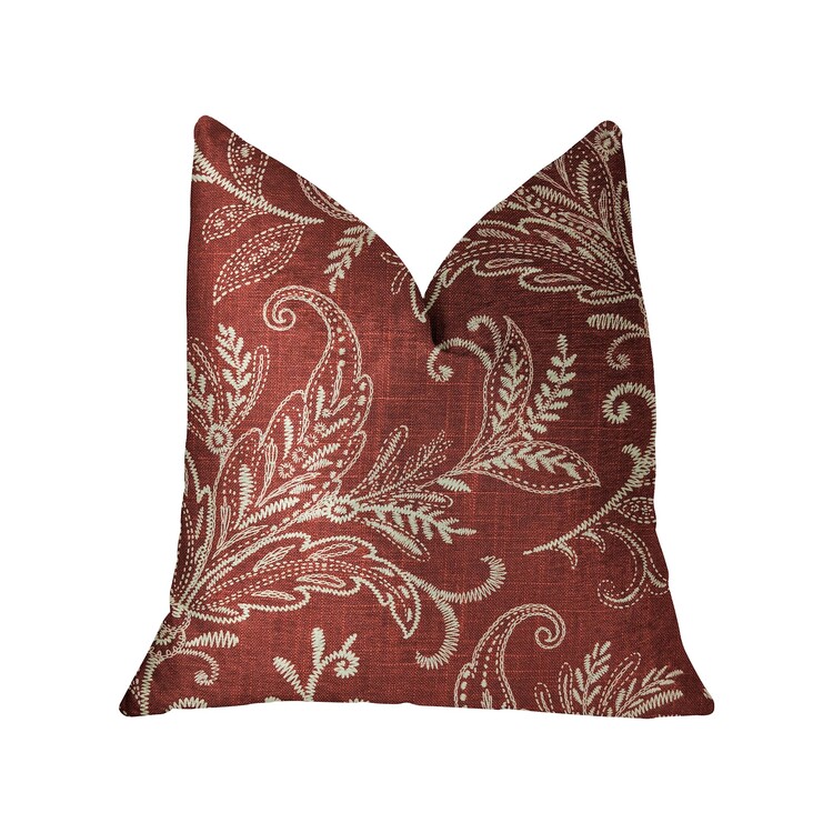 Plutus Brands Berry Crest Vineyard Red and Beige Luxury Throw Pillow image - 1