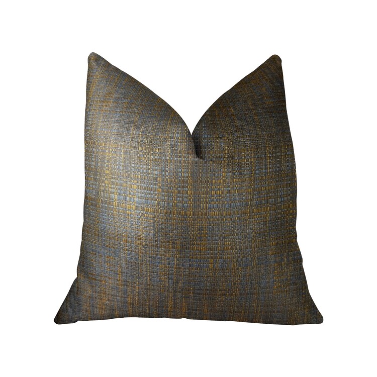 Plutus Brands Vibrant Tazanite Blue and Brown Handmade Luxury Pillow image - 1