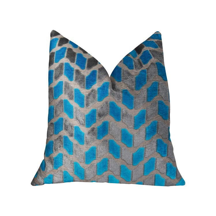 Plutus Brands Castle Crest Turquoise and Gray Handmade Luxury Pillow image - 1