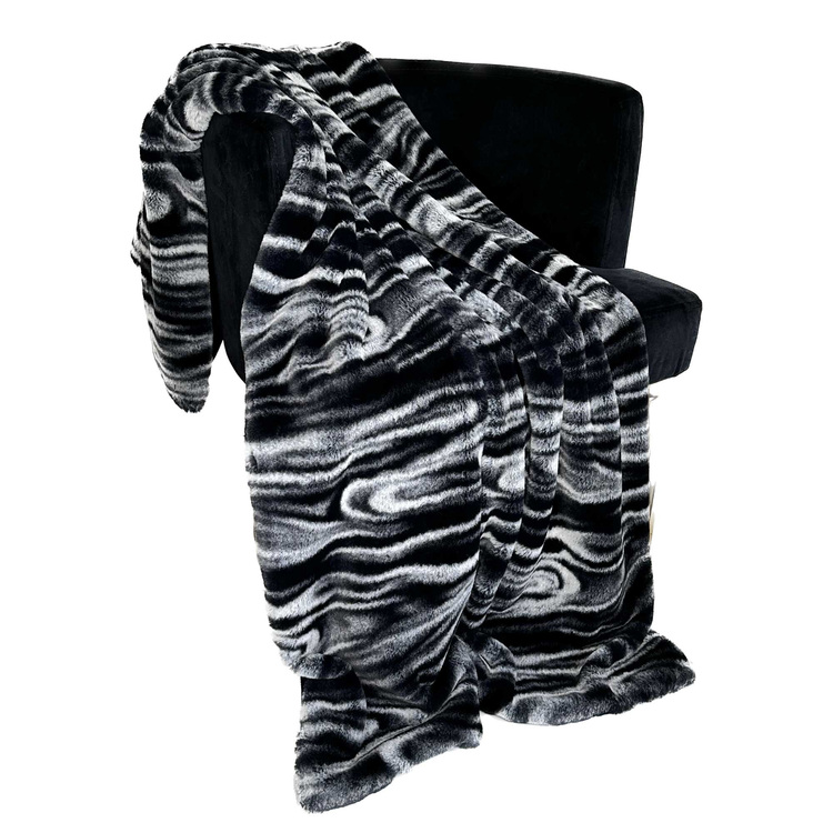 Plutus Brands Black White Galaxy Faux Fur Luxury Throw Blanket image - 1