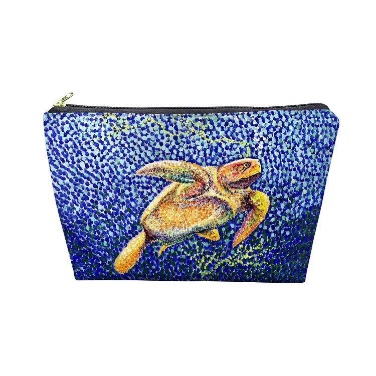Betsy Drake Interiors Pointilist Sea Turtle II Pouch 8.5x6 image - 1