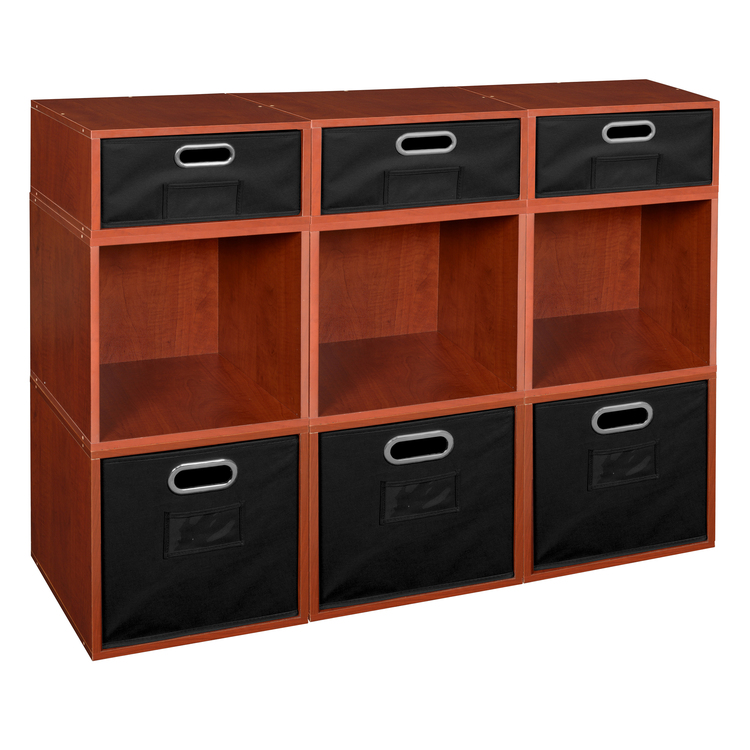 Cherry Wood Foldable Storage Cubes with Bins Full and Half Sizes ...