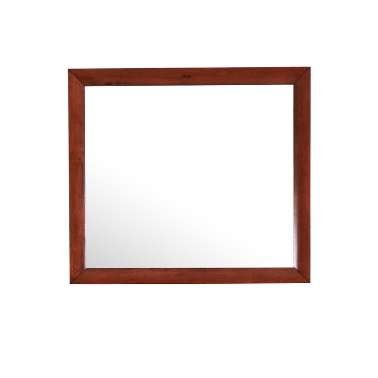 Marilla 35 in. x 39 in. Modern Rectangle Framed Cherry Dresser Mirror image - 1