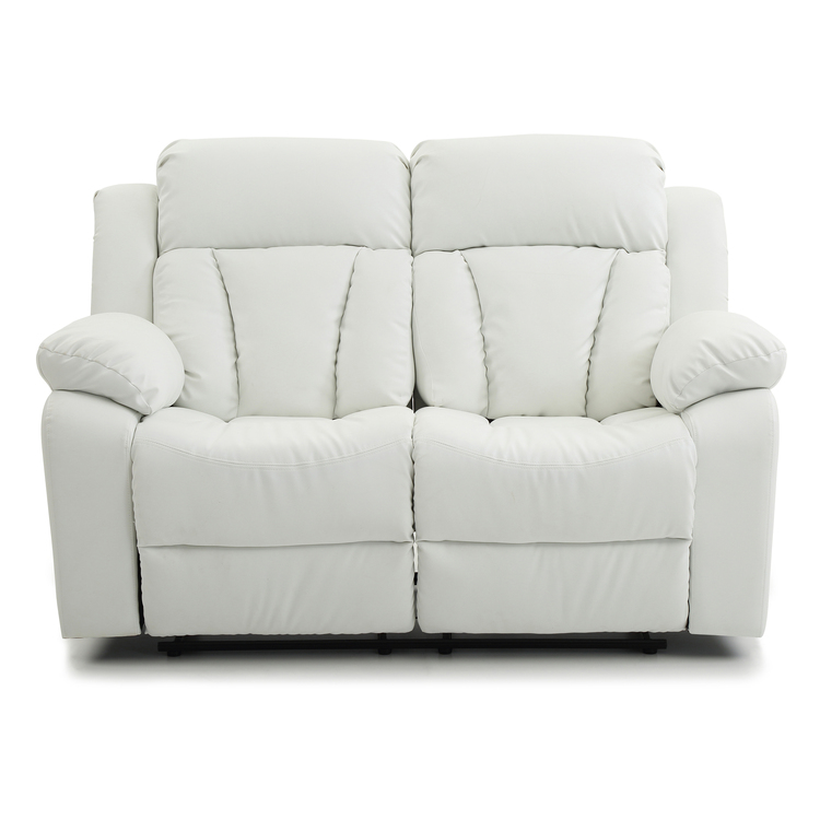 Daria 62 in. W Flared Arm Faux Leather Straight Reclining Sofa in White image - 1