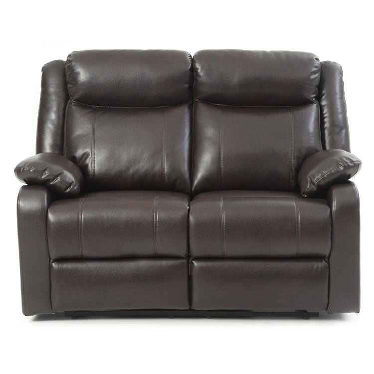 Ward 55 in. Dark Brown Faux leather 2-Seater Reclining Sofa with Pillow Top Arm image - 1