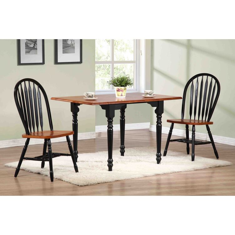 Extendable Dining Set Windsor Chairs Drop Leaf Table 34-48 Rectangular image - 1