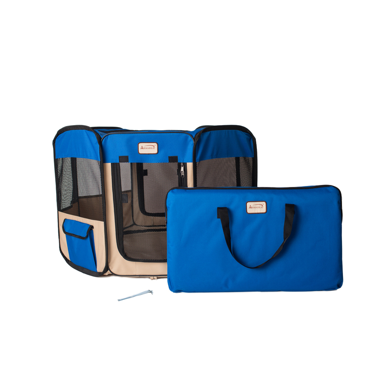 Armarkat Portable Pet Playpen - Blue & Beige - image - 1