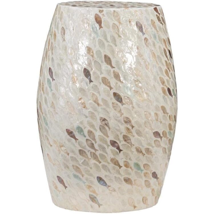 Mother of Pearl Drum Table Fish Design Accent Furniture - Linon image - 1