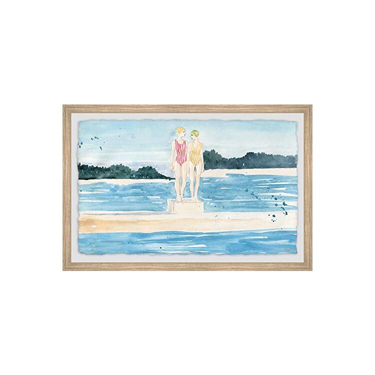 Blue Striped Wall Art Dive Underwater Ocean Painting Print - Marmont Hill image - 1