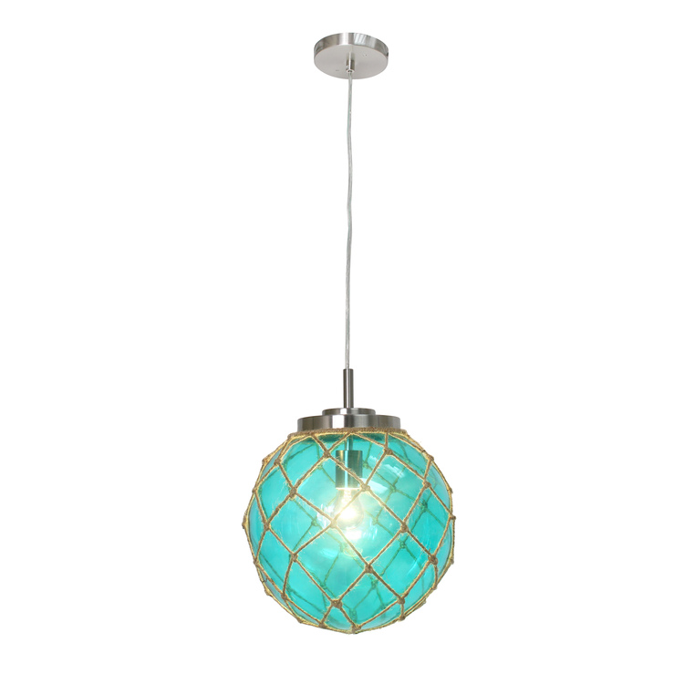 Elegant Designs Buoy Netted Brushed Nickel Coastal Ocean Sea Glass Pendant With Natural Rope From 79 99 To Ojcommerce Elegant Designs Buoy Netted Brushed, Sea Glass Light Fixture