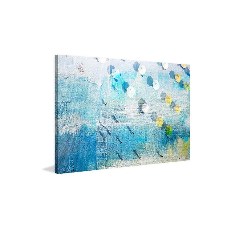 Shadows on Beach Canvas Painting Print Wrapped Artwork - Parvez Taj image - 1