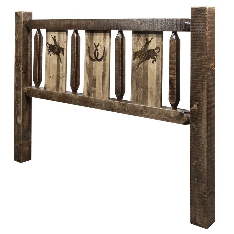Headboard w/ Laser Engraved Bronc Design