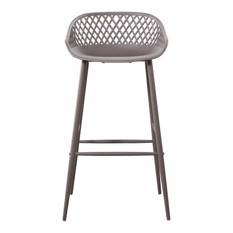 Contemporary Modern Outdoor Bar Stool Set of 2 with Powder Coated Metal Legs image - 1