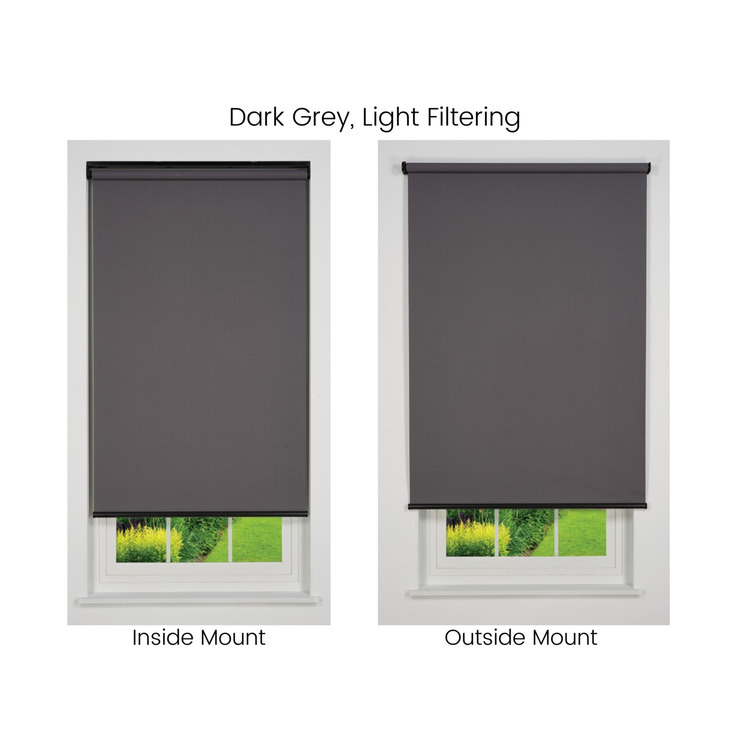 Linen Avenue Cordless Light Filtering Roller Shade, Dark Grey 49 W x 66 H image - 1
