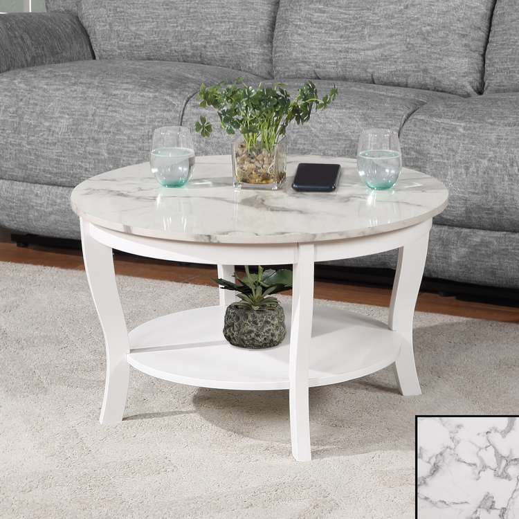 Convenience Concepts Round Coffee Table with Shelf