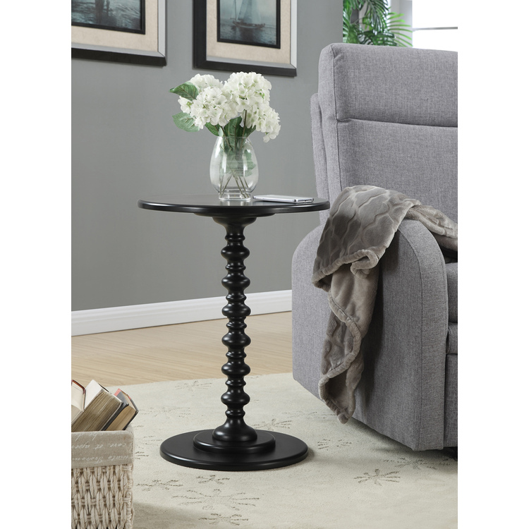 Black Glossy Spindle Side End Table Furniture - Convenience Concepts image - 1