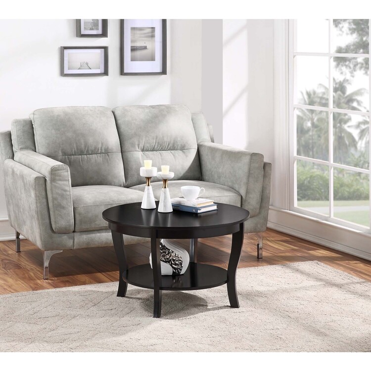 Round Coffee Table with Shelf