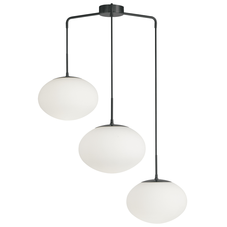 Dainolite 3 Light Pendant in Matte Black w/ White Opal Glass image - 1