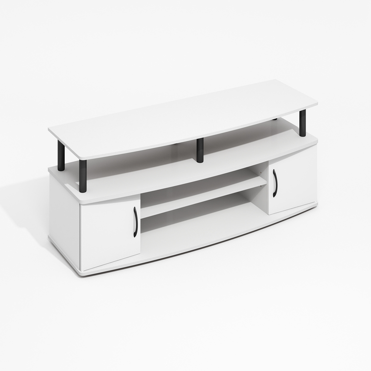 Furinno JAYA Large Entertainment Center Hold up to 55-IN TV, Plain White/Black image - 1