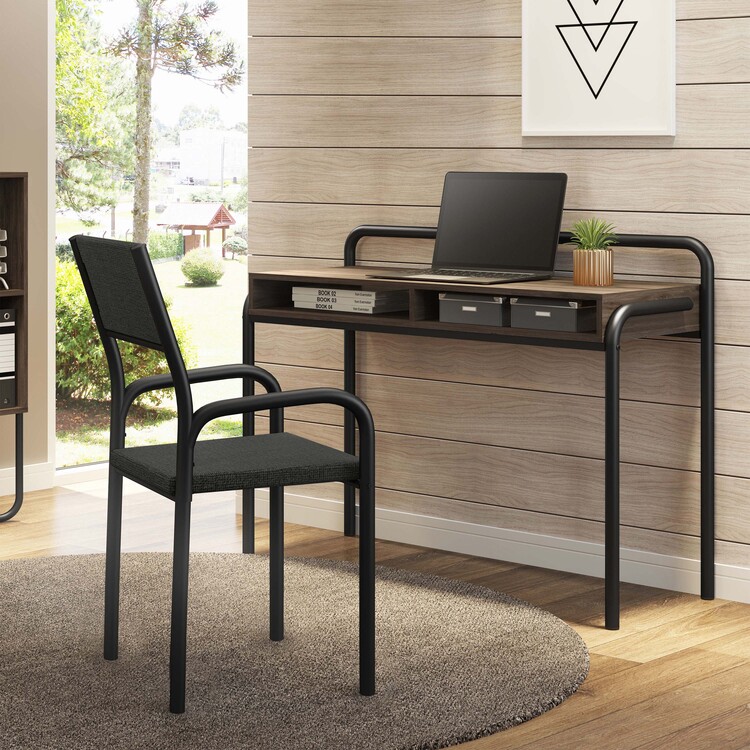 Techni Mobili Black Office Visiting Chair - Modern Metal Frame Desk Chair image - 1