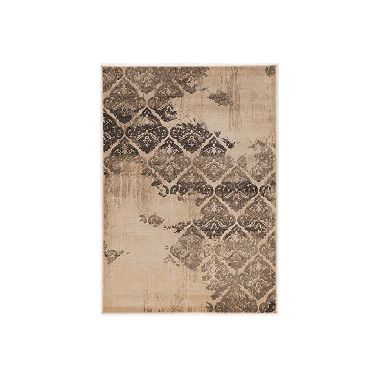 Powerloomed Polypropylene Vintage B Damask Floral Rug 5x7 - Linon image - 1