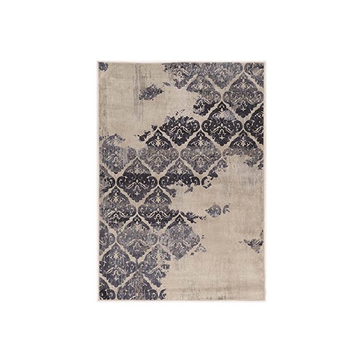 Linon Beige & Navy 5x7.6 Area Rug - Jewel Clara image - 1