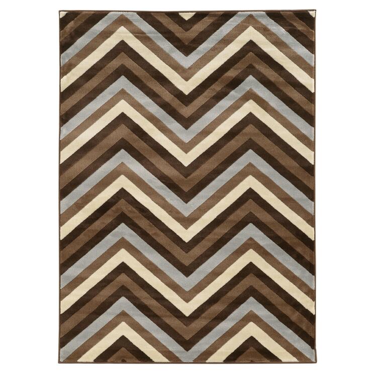 Linon Roma Chevron Chocolate & Beige 8x10 image - 1