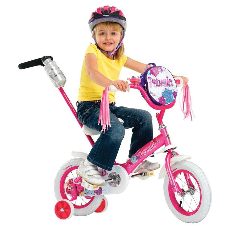 Schwinn Petunia Steerable Kids Bike, Girls Beginner Bicycle, Pink