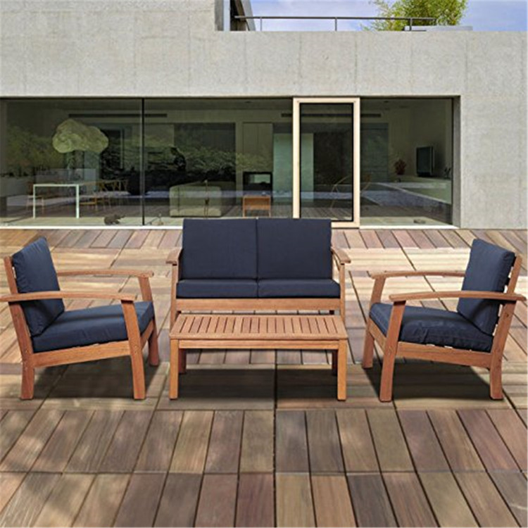 Patio Conversation Set with Cushions 4 Piece Brown