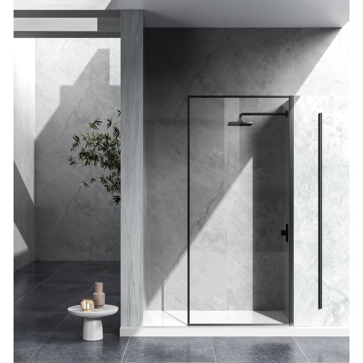 Elegant Kitchen and Bath Fixed framed shower door 35 x 76 Matte Black image - 1