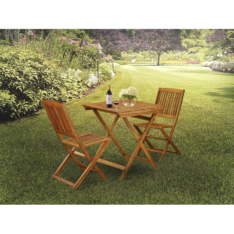 Folding Wooden Patio Table & Chairs Set image - 1