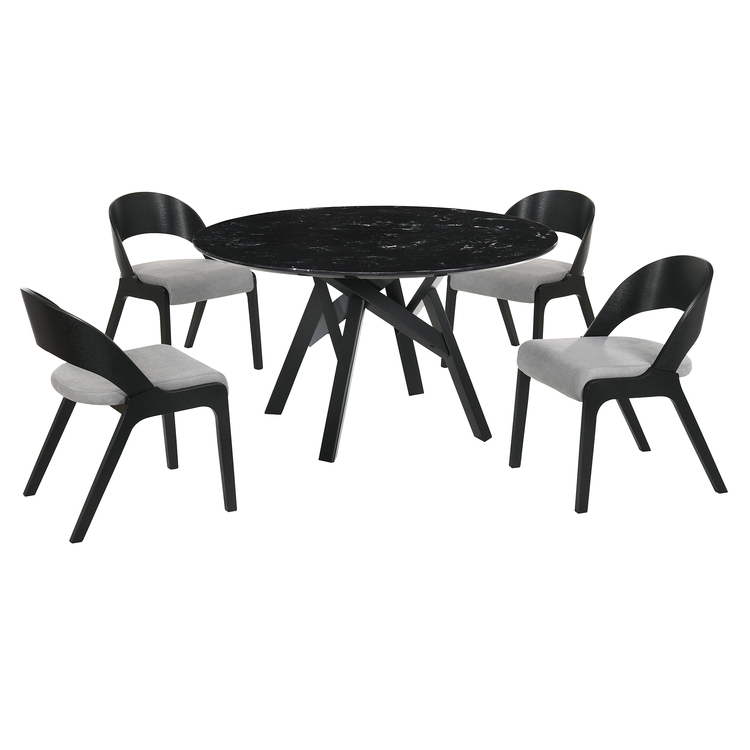 Black Dining Set for 5 People, Living Room & Kitchen Furniture - Armen Living image - 1