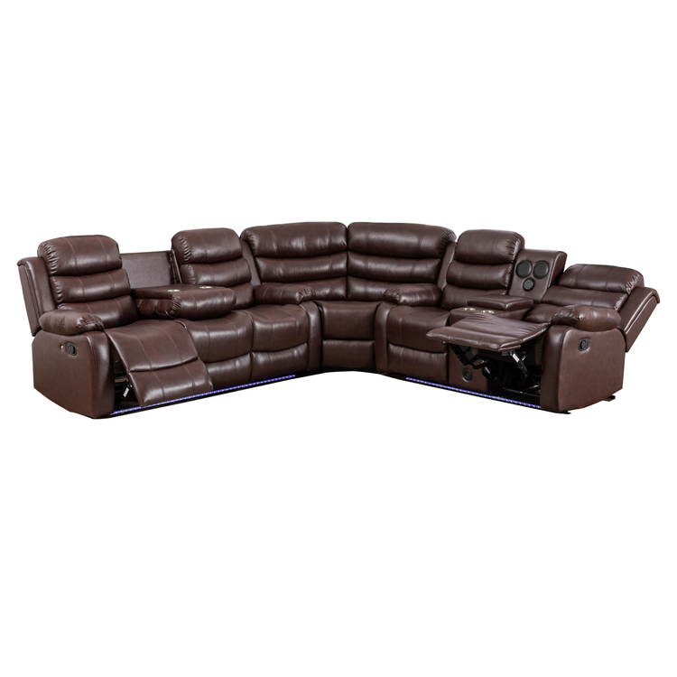 9-Seater L-Shaped Sectional Sofa with Recliners & LED image - 1